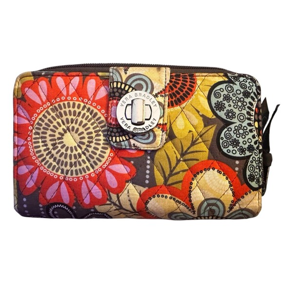 Vera Bradley Turnlock Wallet Multicolor Floral Quilted Cotton Organizer - Picture 1 of 4